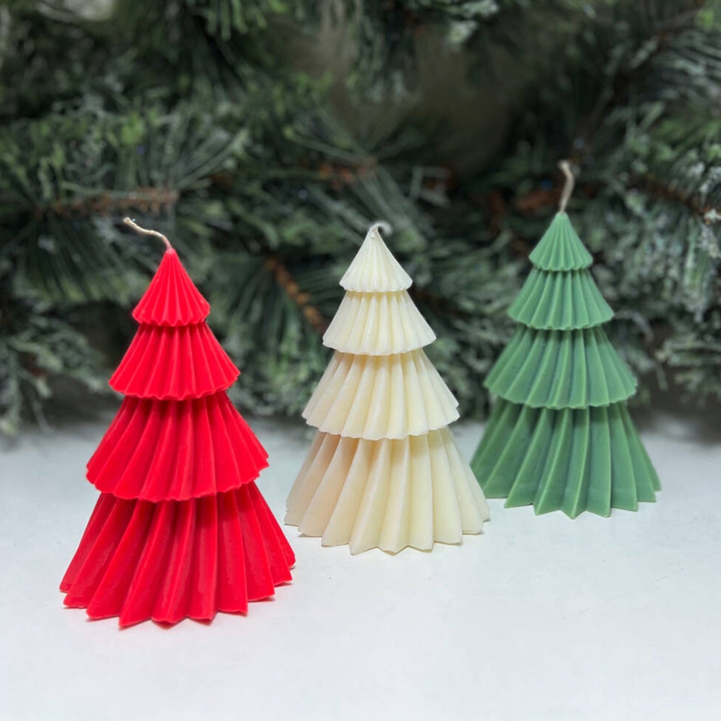 Christmas Tree Candles - Festive Candle - Xmas Tree Candles - Red Christmas Decor - White Christmas Gift