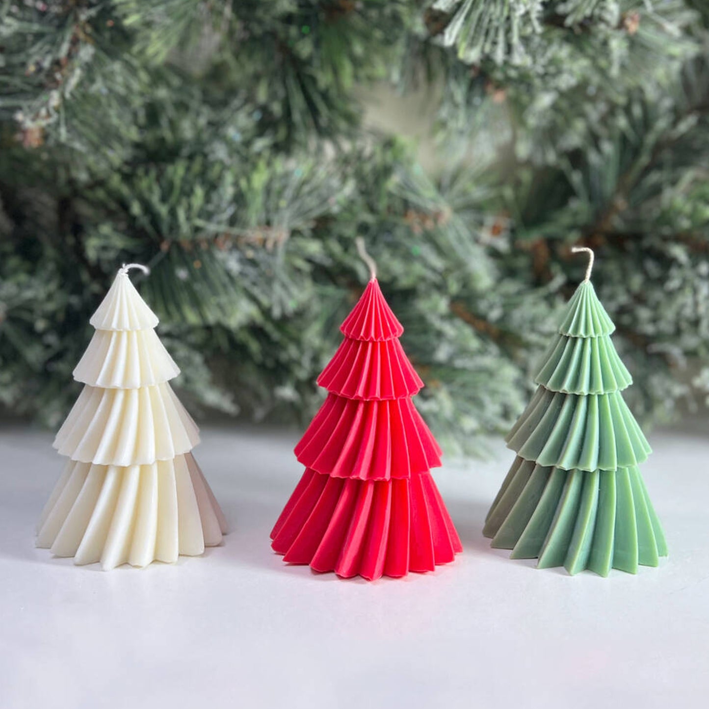 Christmas Tree Candles - Festive Candle - Xmas Tree Candles - Red Christmas Decor - White Christmas Gift