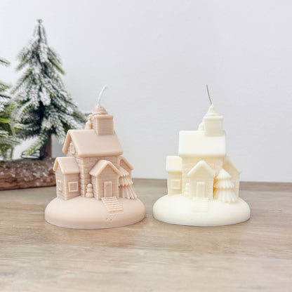 Snowy Christmas House Candle - Christmas Village Candle - Christmas Decor