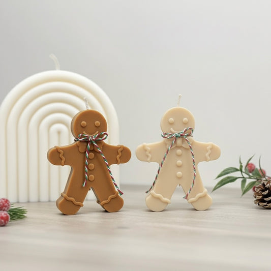 Beige and Brown Christmas Gingerbread Candle - Gingerbread Scented Candles