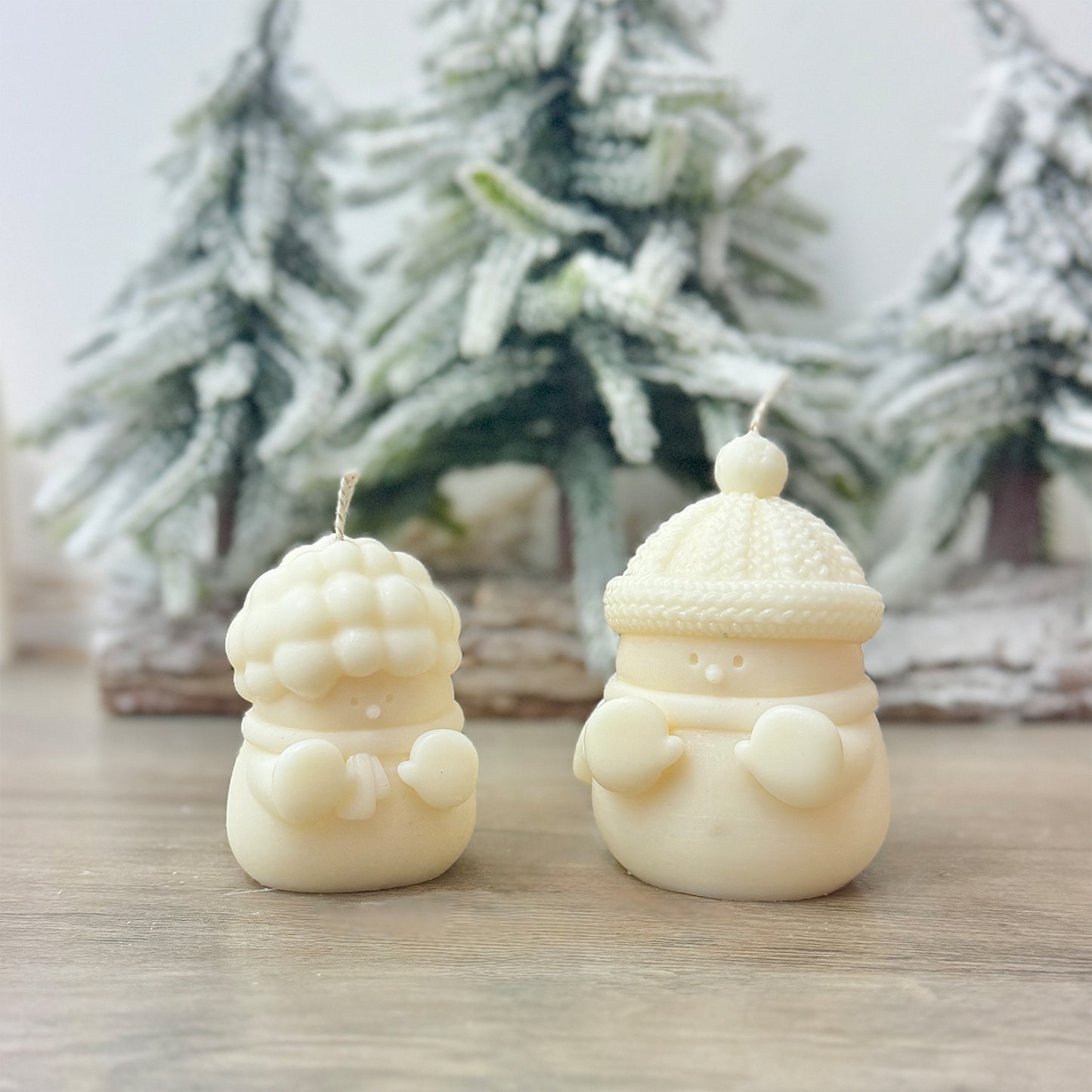 Set of 2 Adorable Christmas Snowman Candles
