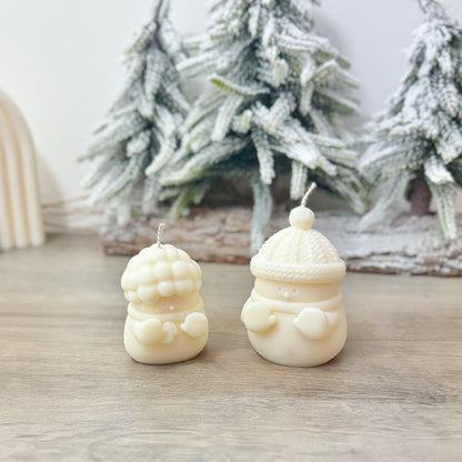 Set of 2 Adorable Christmas Snowman Candles