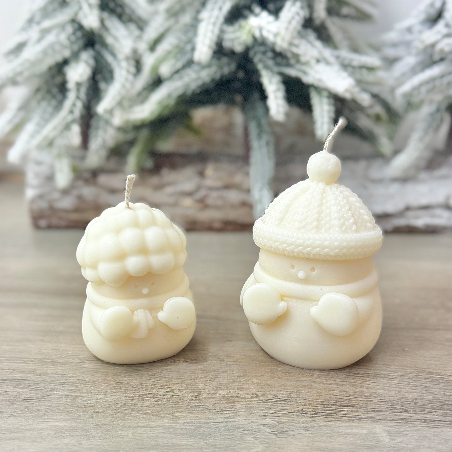 Set of 2 Adorable Christmas Snowman Candles