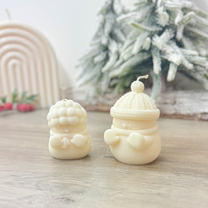 Set of 2 Adorable Christmas Snowman Candles