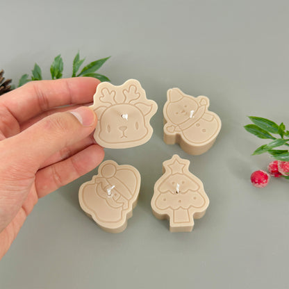 Beige Christmas Tealight Gift Set - Christmas Scented Candle Gift