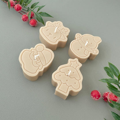 Beige Christmas Tealight Gift Set - Christmas Scented Candle Gift