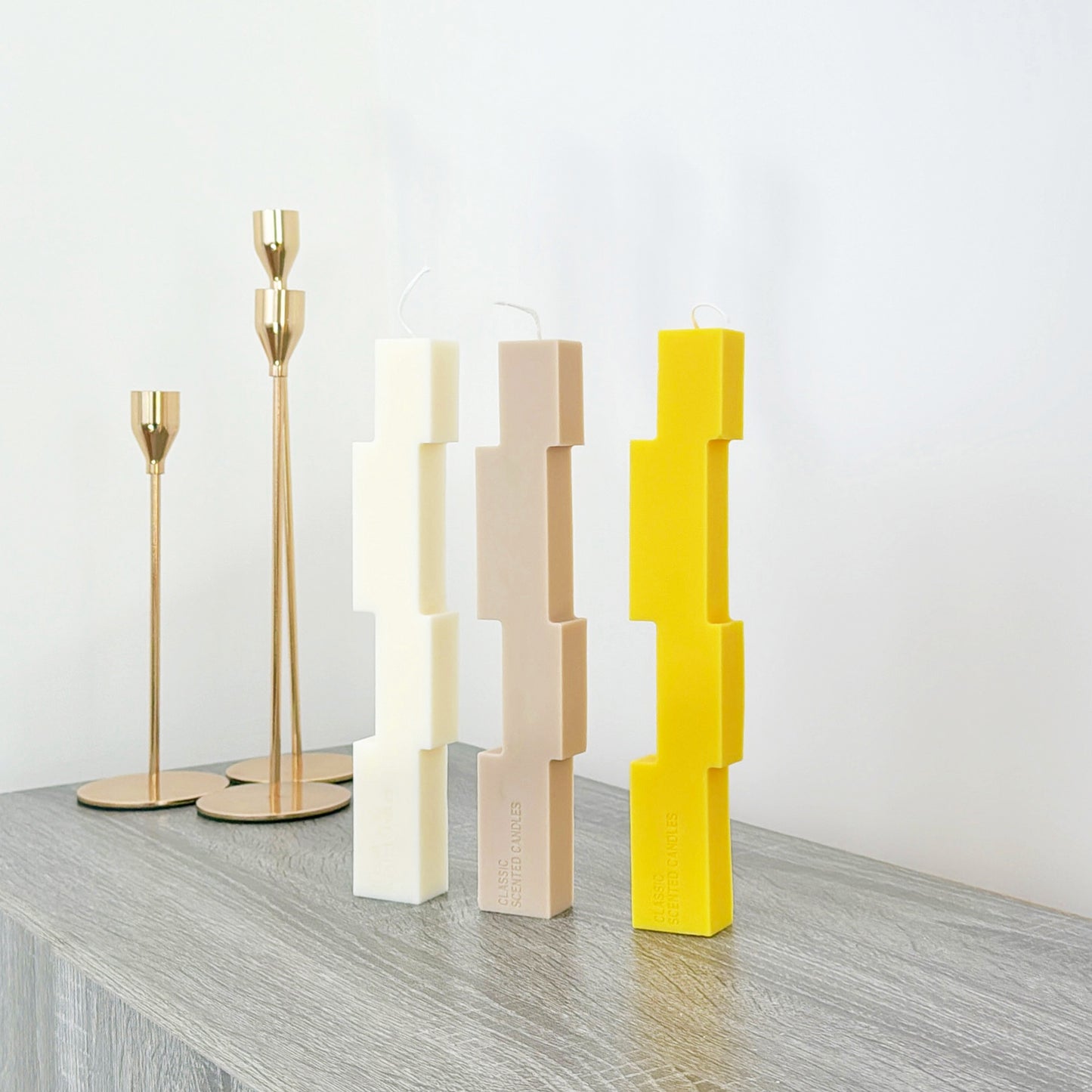 Block Pillar Candles - Geometric Candle Sticks - Colour Block Dinner Candles