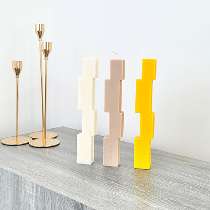 Block Pillar Candles - Geometric Candle Sticks - Colour Block Dinner Candles