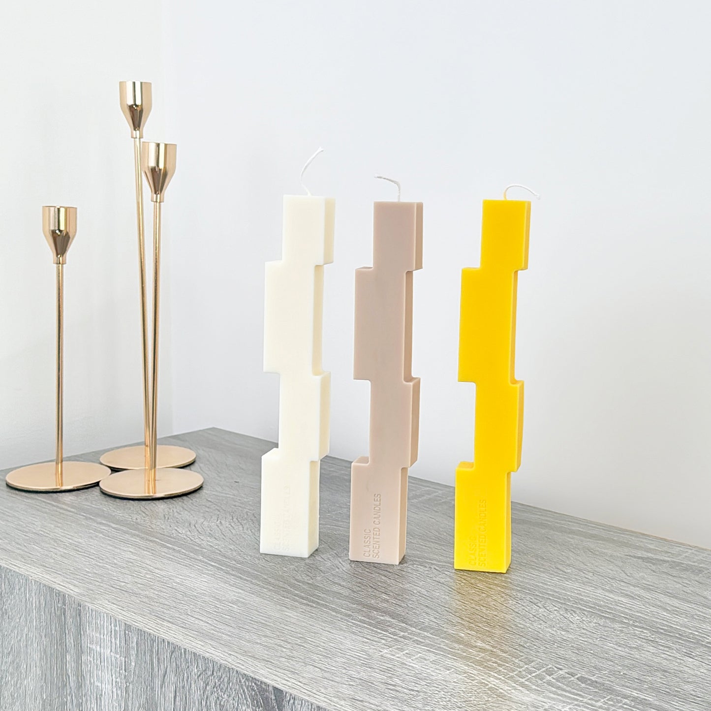 Block Pillar Candles - Geometric Candle Sticks - Colour Block Dinner Candles