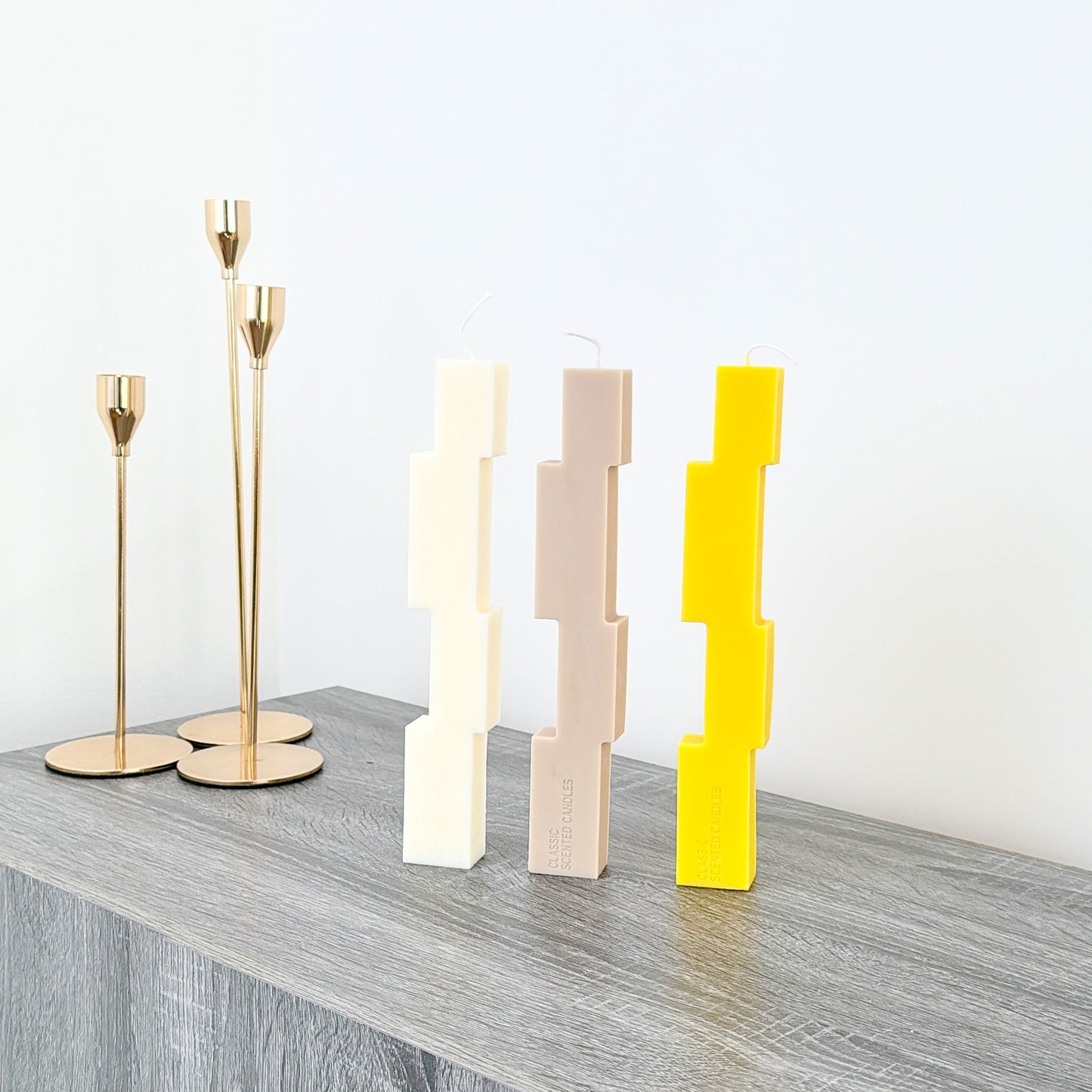 Block Pillar Candles - Geometric Candle Sticks - Colour Block Dinner Candles