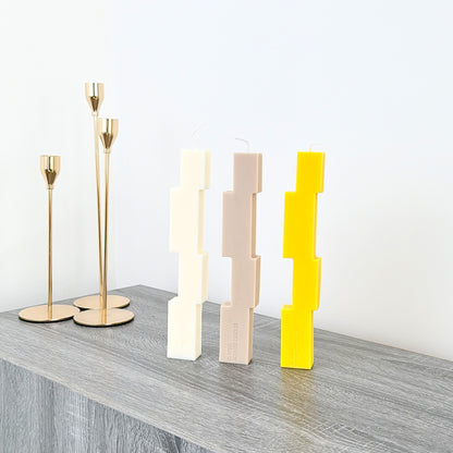 Block Pillar Candles - Geometric Candle Sticks - Colour Block Dinner Candles