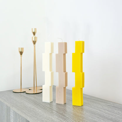 Block Pillar Candles - Geometric Candle Sticks - Colour Block Dinner Candles