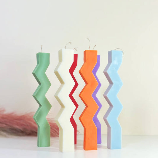 Zig Zag Dinner Candles - Wavy Candlesticks - Wave Dinner Table Candle - Geometric Taper Candles