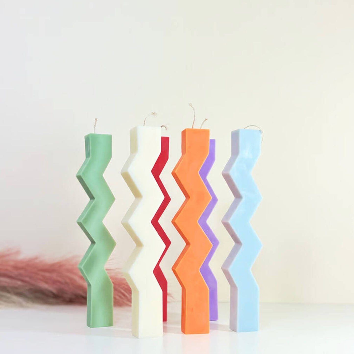 Zig Zag Dinner Candles - Wavy Candlesticks - Wave Dinner Table Candle - Geometric Taper Candles