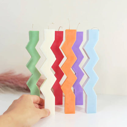 Zig Zag Dinner Candles - Wavy Candlesticks - Wave Dinner Table Candle - Geometric Taper Candles