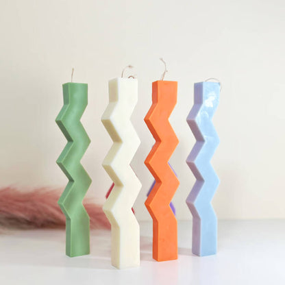 Zig Zag Dinner Candles - Wavy Candlesticks - Wave Dinner Table Candle - Geometric Taper Candles