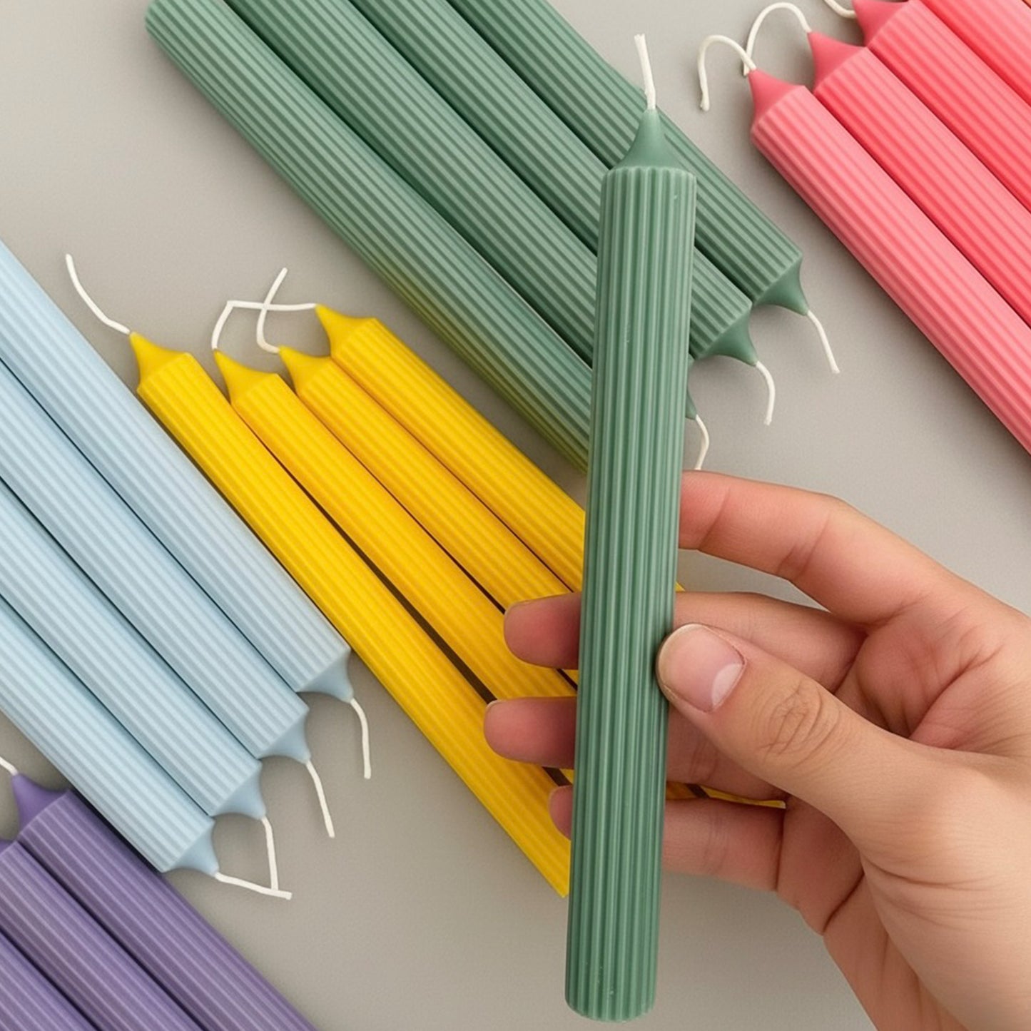 Colourful Dinner Candles - Pastel Dinner Table Candle - Soy Candlesticks