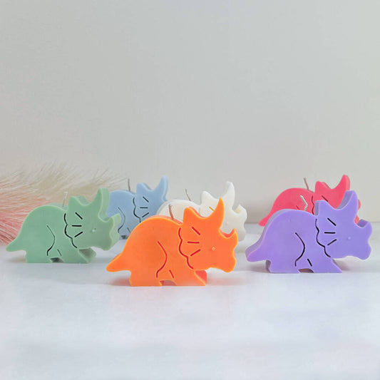 Dinosaur Candles - Triceratops Shape Gift for Dino Lovers - Birthday Cake Topper Candle