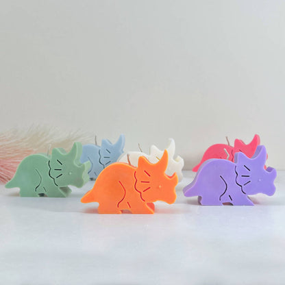 Dinosaur Candles - Triceratops Shape Gift for Dino Lovers - Birthday Cake Topper Candle