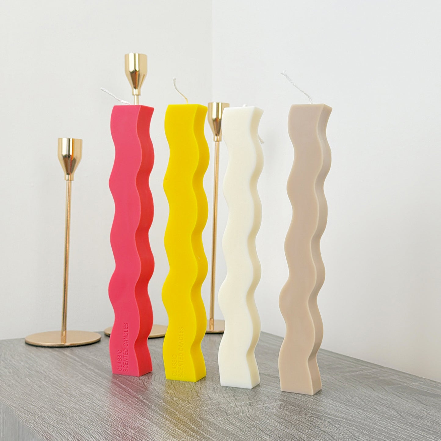 Geometric Pillar Candles - Curvy Dinner Table Candles - Wavy Candles for Dinner Tables