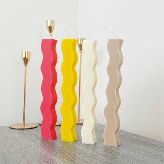 Geometric Pillar Candles - Curvy Dinner Table Candles - Wavy Candles for Dinner Tables