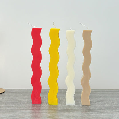 Geometric Pillar Candles - Curvy Dinner Table Candles - Wavy Candles for Dinner Tables