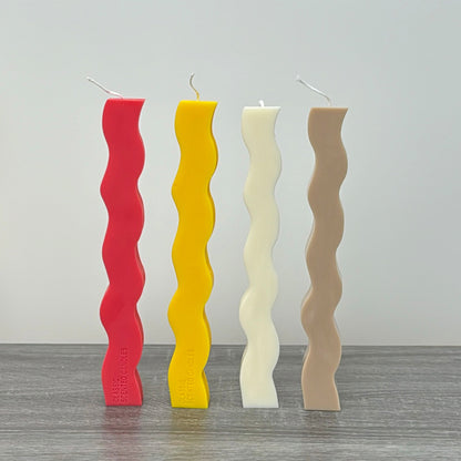 Geometric Pillar Candles - Curvy Dinner Table Candles - Wavy Candles for Dinner Tables