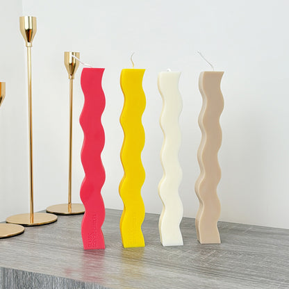 Geometric Pillar Candles - Curvy Dinner Table Candles - Wavy Candles for Dinner Tables