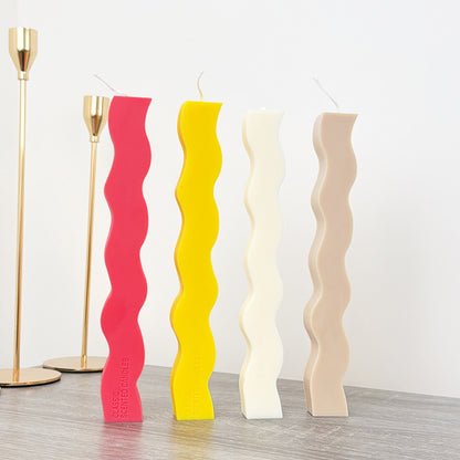 Geometric Pillar Candles - Curvy Dinner Table Candles - Wavy Candles for Dinner Tables