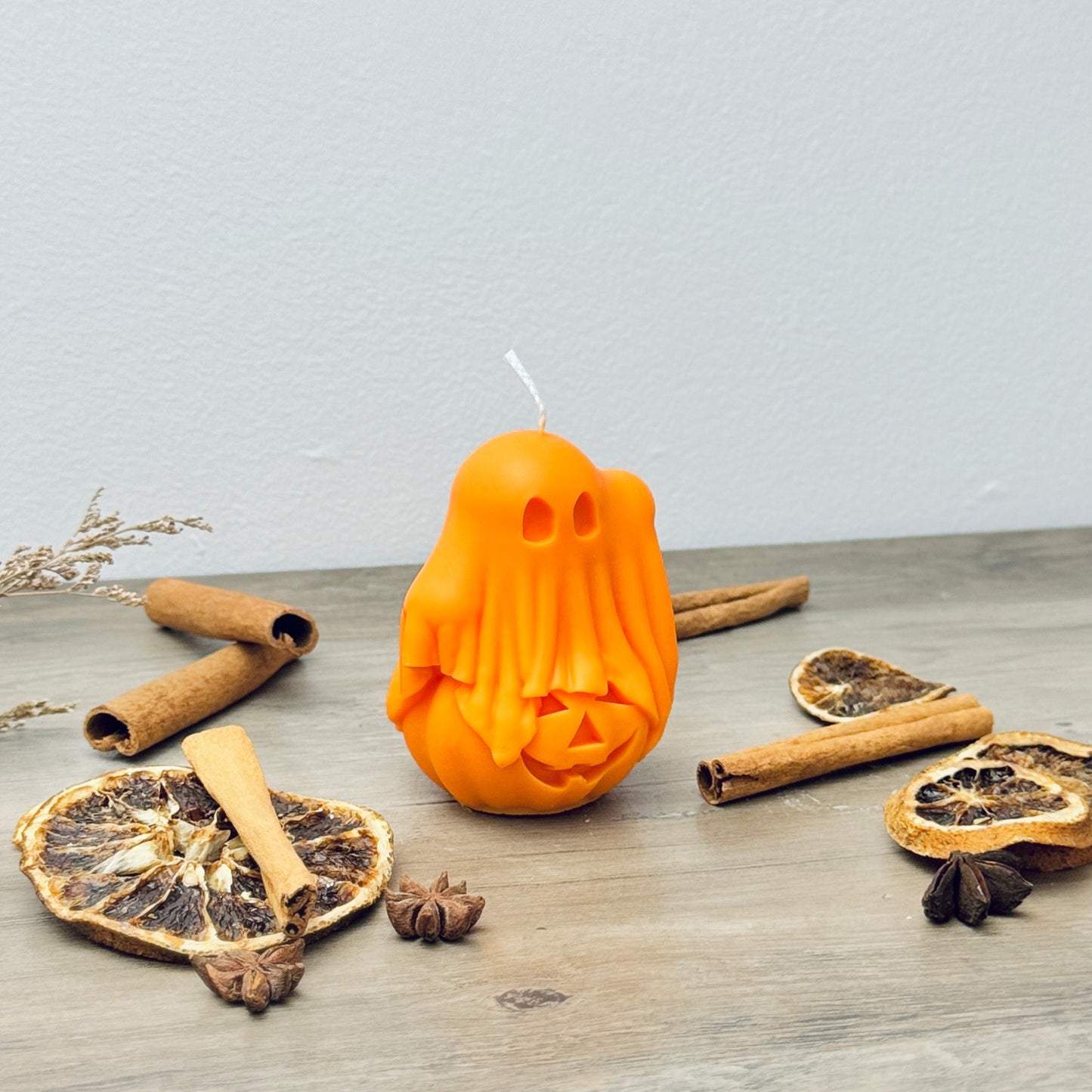 Cute Ghost and Pumpkin Candle - Orange Halloween Candle - Halloween Gift