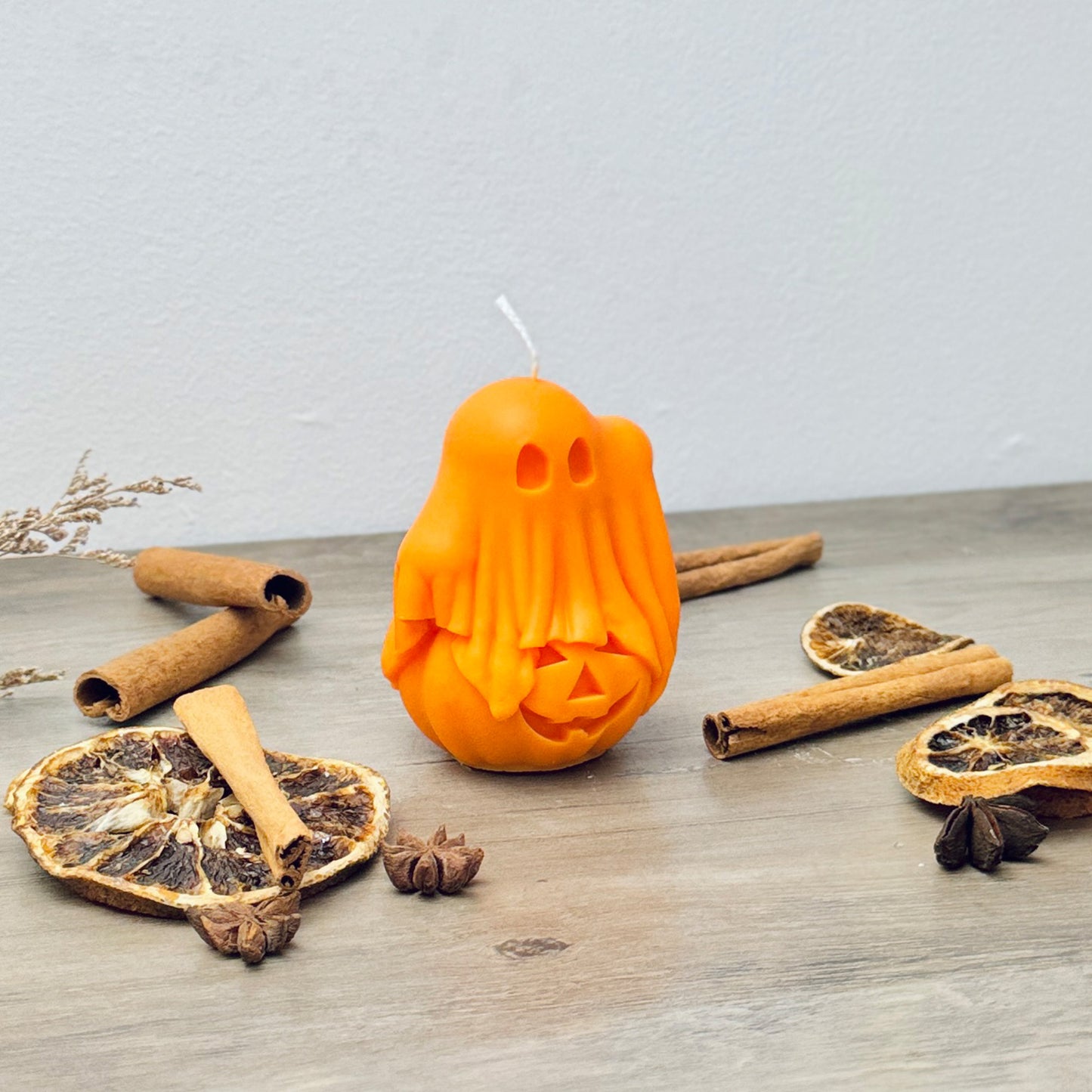 Cute Ghost and Pumpkin Candle - Orange Halloween Candle - Halloween Gift