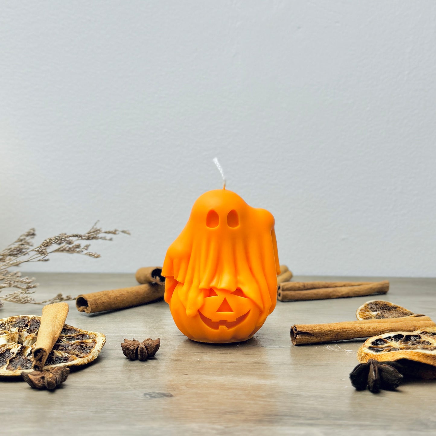 Cute Ghost and Pumpkin Candle - Orange Halloween Candle - Halloween Gift