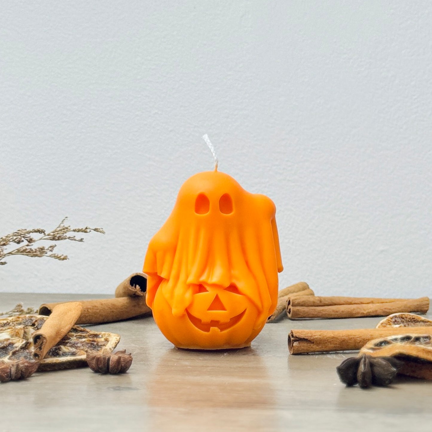 Cute Ghost and Pumpkin Candle - Orange Halloween Candle - Halloween Gift