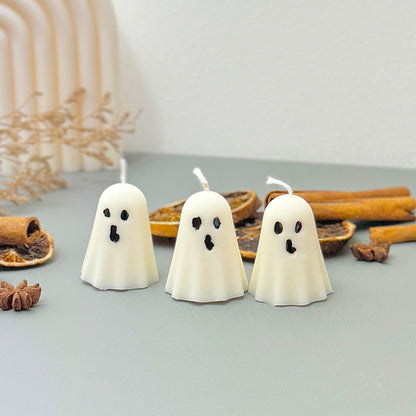 Set of 3 White Ghost Candles - Cute Halloween Candles