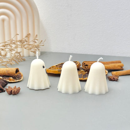 Set of 3 White Ghost Candles - Cute Halloween Candles
