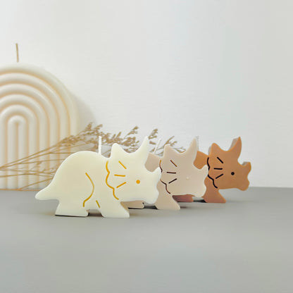 Dinosaur Candles - Triceratops Shape Gift for Dino Lovers - Birthday Cake Topper Candle