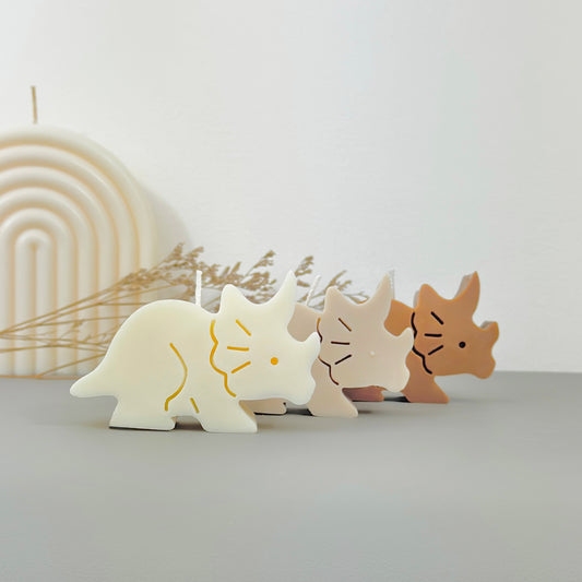 Dinosaur Candles - Triceratops Shape Gift for Dino Lovers - Birthday Cake Topper Candle