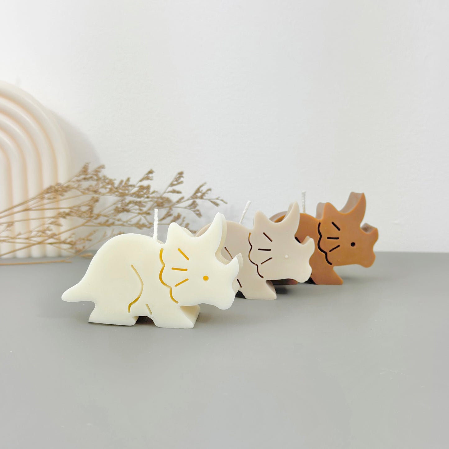 Dinosaur Candles - Triceratops Shape Gift for Dino Lovers - Birthday Cake Topper Candle