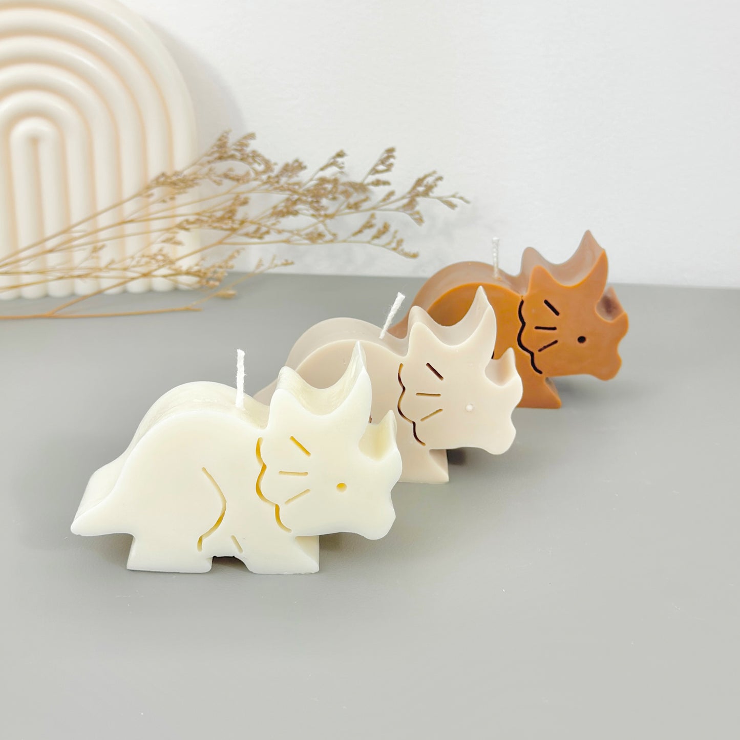 Dinosaur Candles - Triceratops Shape Gift for Dino Lovers - Birthday Cake Topper Candle