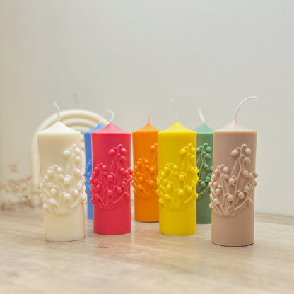 Colourful Flower Candle - Floral Pillar Candles - Lily of the Valley Bell Flower