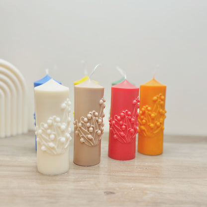 Colourful Flower Candle - Floral Pillar Candles - Lily of the Valley Bell Flower