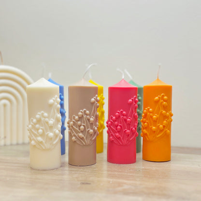 Colourful Flower Candle - Floral Pillar Candles - Lily of the Valley Bell Flower