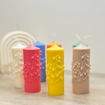 Colourful Flower Candle - Floral Pillar Candles - Lily of the Valley Bell Flower