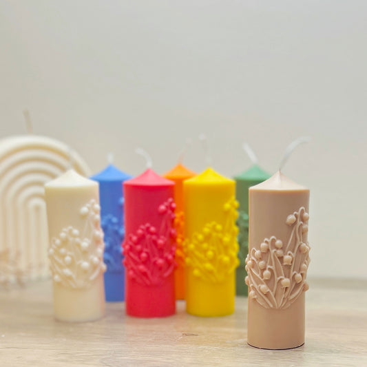 Colourful Flower Candle - Floral Pillar Candles - Lily of the Valley Bell Flower