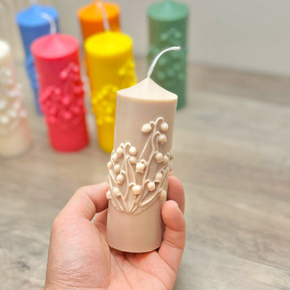 Colourful Flower Candle - Floral Pillar Candles - Lily of the Valley Bell Flower