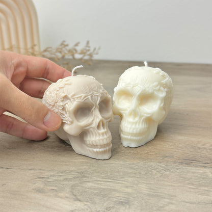 Flower Skull Candle for Halloween Decoration - Gothic Decor - Gothic Wedding Candle