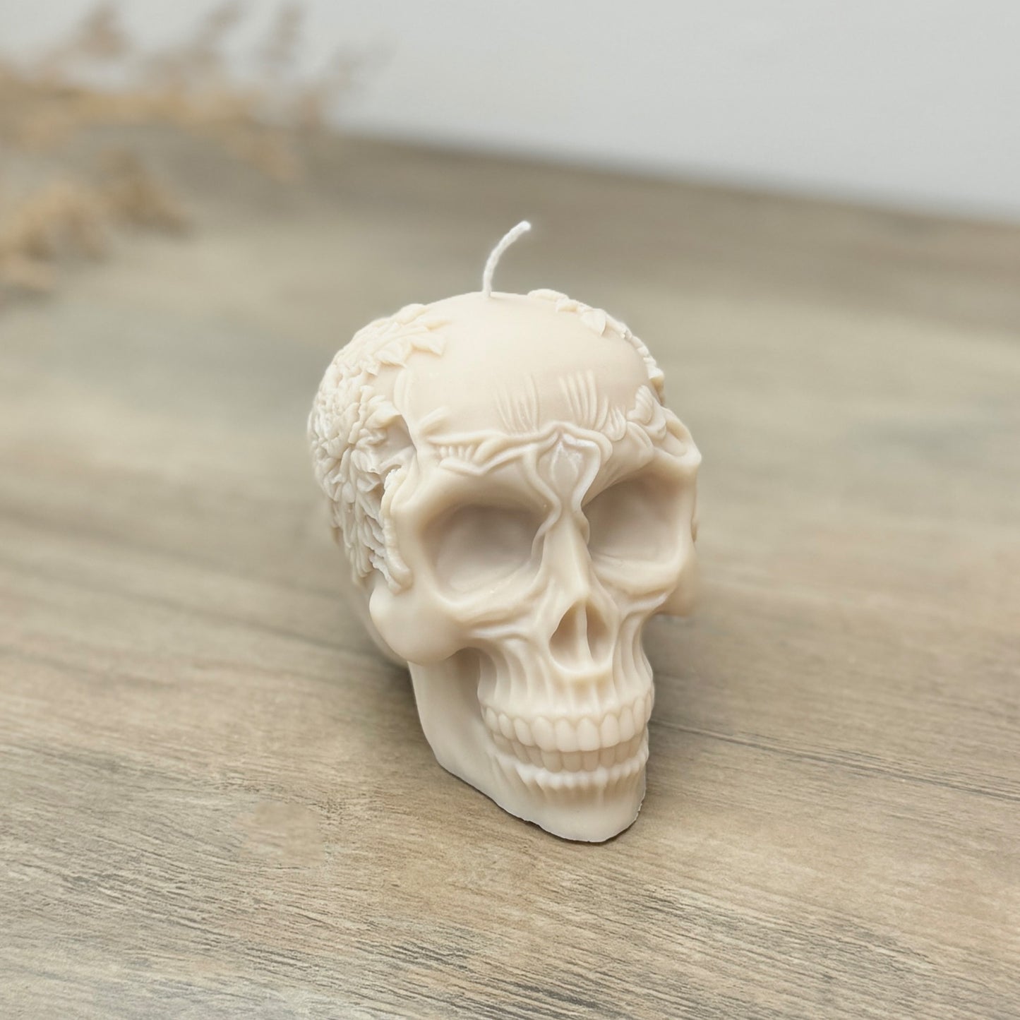 Flower Skull Candle for Halloween Decoration - Gothic Decor - Gothic Wedding Candle