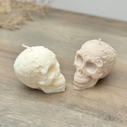 Flower Skull Candle for Halloween Decoration - Gothic Decor - Gothic Wedding Candle