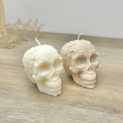 Flower Skull Candle for Halloween Decoration - Gothic Decor - Gothic Wedding Candle