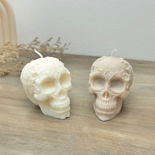 Flower Skull Candle for Halloween Decoration - Gothic Decor - Gothic Wedding Candle